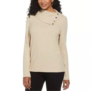 NWT Rafaella Cowl Neck Wide Ribbed Sweater Top